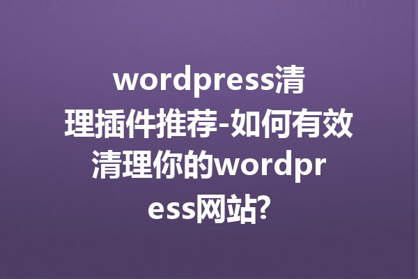 wordpress清理插件推荐-如何有效清理你的wordpress网站?