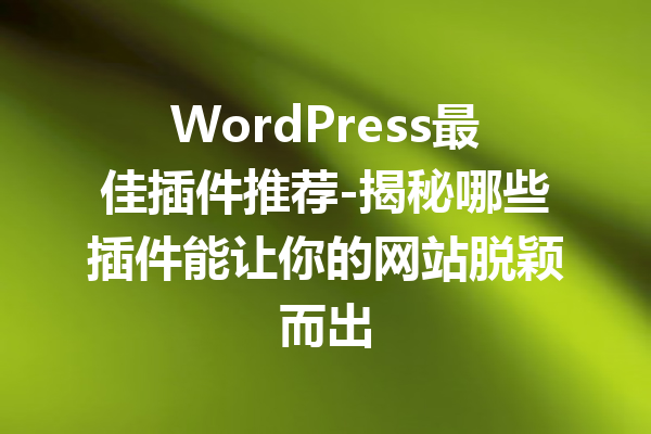 WordPress最佳插件推荐-揭秘哪些插件能让你的网站脱颖而出