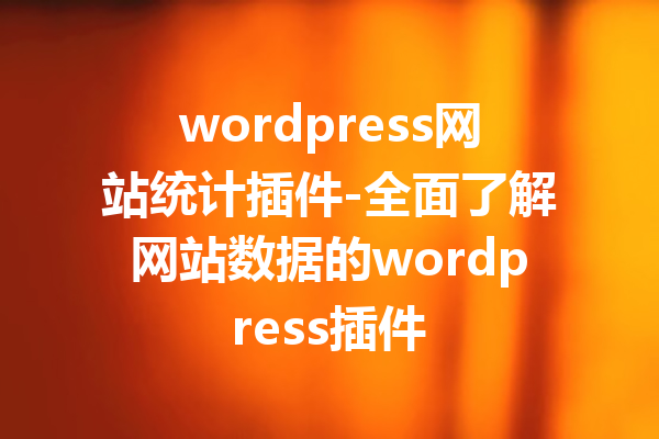 wordpress网站统计插件-全面了解网站数据的wordpress插件