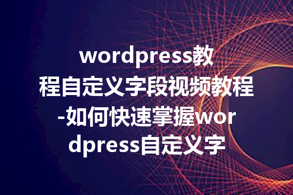 wordpress教程自定义字段视频教程-如何快速掌握wordpress自定义字段的使用技巧