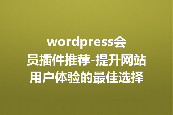 wordpress会员插件推荐-提升网站用户体验的最佳选择