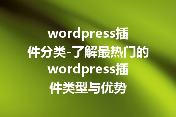 wordpress插件分类-了解最热门的wordpress插件类型与优势