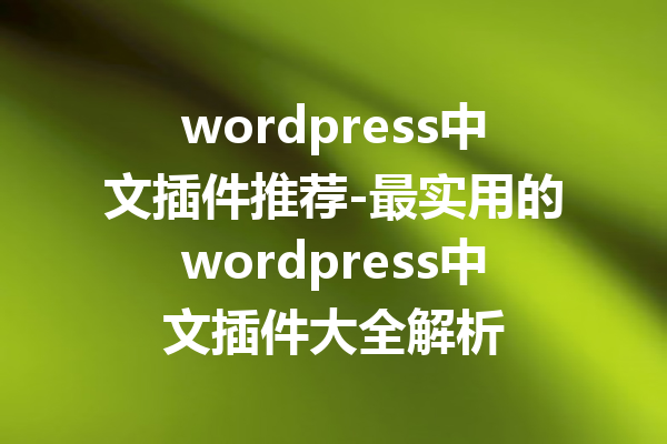 wordpress中文插件推荐-最实用的wordpress中文插件大全解析