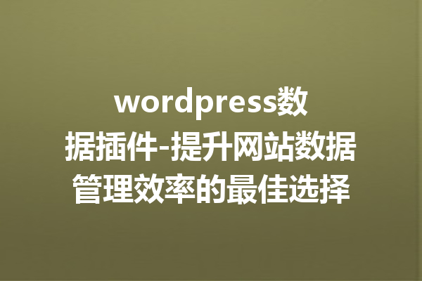 wordpress数据插件-提升网站数据管理效率的最佳选择