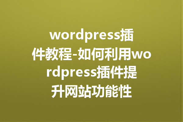 wordpress插件教程-如何利用wordpress插件提升网站功能性