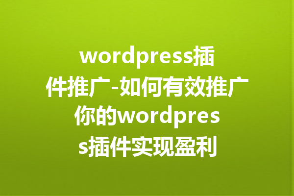 wordpress插件推广-如何有效推广你的wordpress插件实现盈利