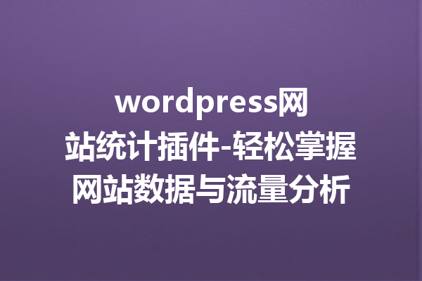 wordpress网站统计插件-轻松掌握网站数据与流量分析