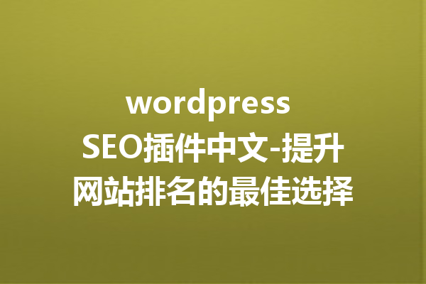 wordpress SEO插件中文-提升网站排名的最佳选择