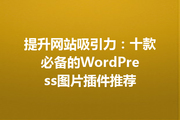 提升网站吸引力：十款必备的WordPress图片插件推荐