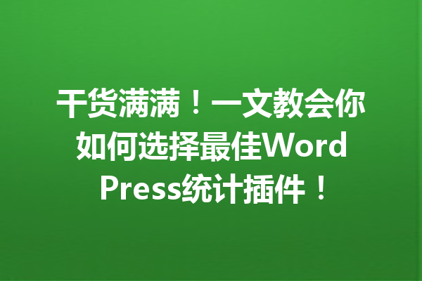 干货满满！一文教会你如何选择最佳WordPress统计插件！