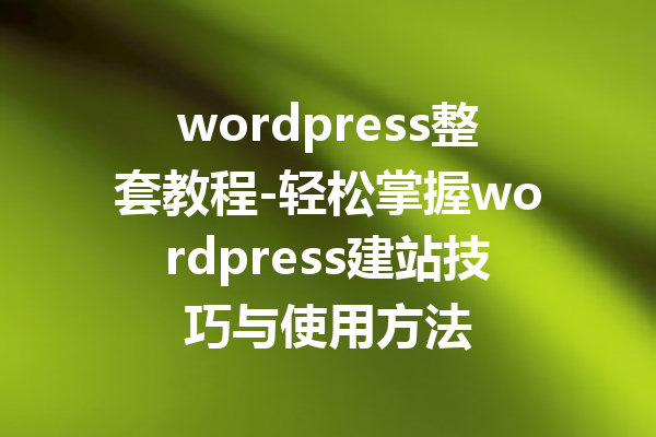 wordpress整套教程-轻松掌握wordpress建站技巧与使用方法