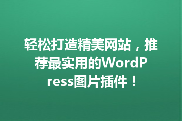 轻松打造精美网站，推荐最实用的WordPress图片插件！