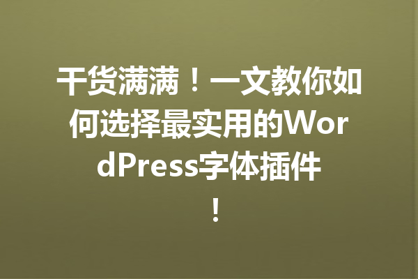 干货满满！一文教你如何选择最实用的WordPress字体插件！